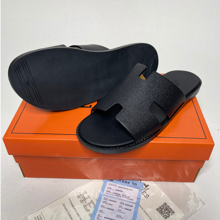 Dép Hermes nam thời trang Quai Ngang Chữ H cực chất, Dép hm nam, CHAGO HERMES da xịn 100% Full size 38-43