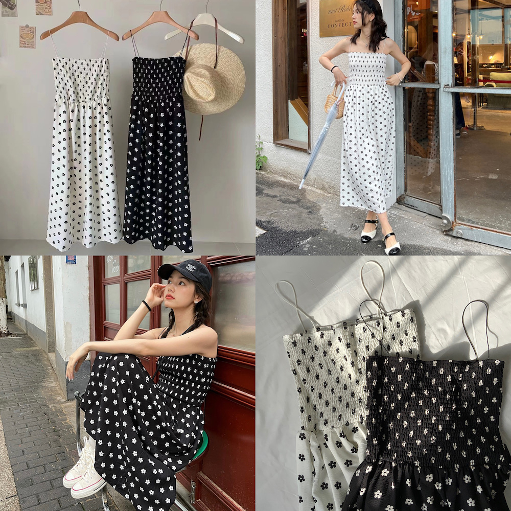 Đầm maxi 2 dây hoa nhí dún ngực - D812