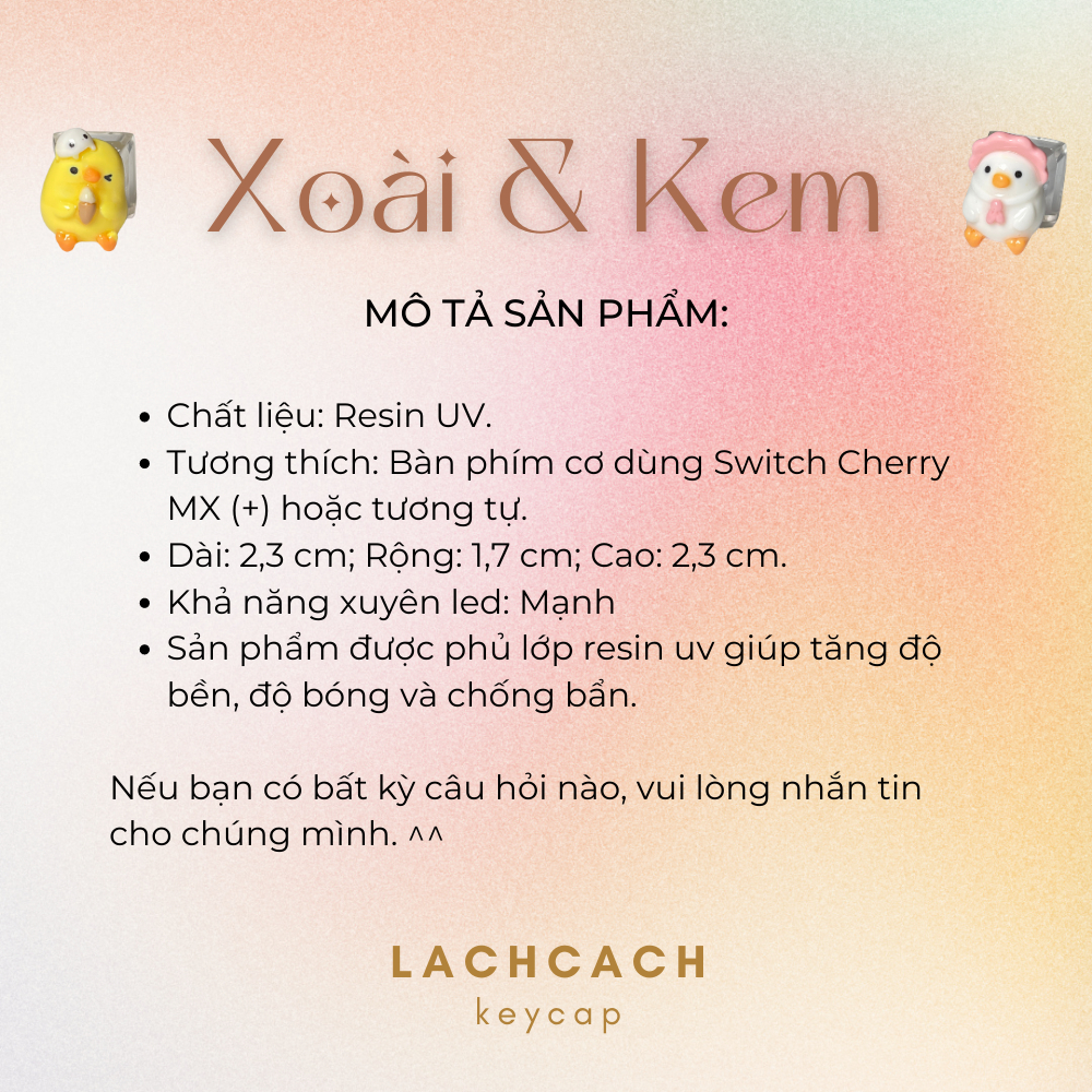 Keycap Xoài & Kem | Keycap đôi | Nút bàn phím cơ | Phụ kiện máy tính