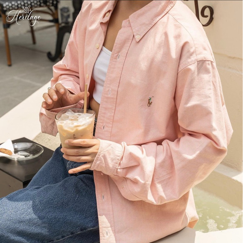 ÁO SƠMI NAM VẢI OXFORD 100% COTTON, TAY DÀI, DÁNG PHONG CÁCH CHÂU ÂU, MÀU CAM MỸ