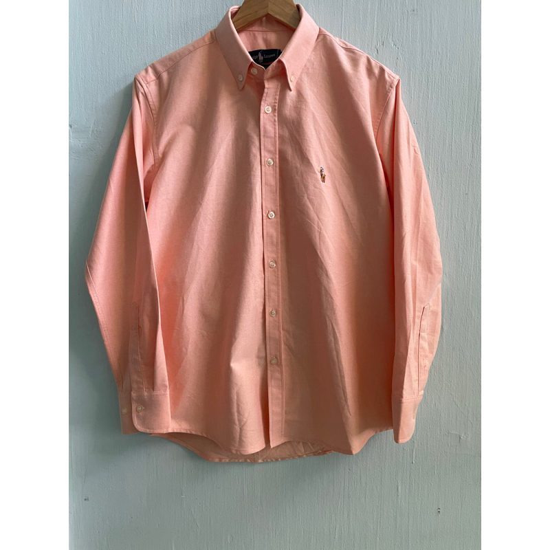 ÁO SƠMI NAM VẢI OXFORD 100% COTTON, TAY DÀI, DÁNG PHONG CÁCH CHÂU ÂU, MÀU CAM MỸ