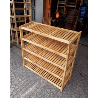 Kệ gỗ tự nhiên 5 tầng rộng 45cm để giày dép trong nhà