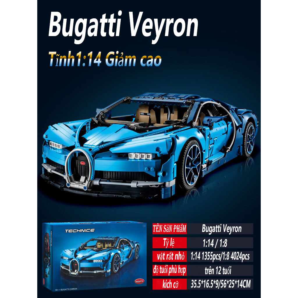 Urchin Toys**Đồ Chơi lắp ráp Xe Đua Bugatii 1:14 1300+pcs Chất Lượng Cao Technic Mô Hình Xe 1:8 4000+pcs