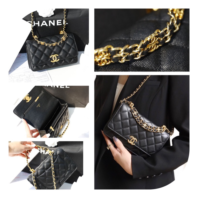 Túi đeo vai Vvoc da hạt caviar fullbox bill dustbag xinh xắn W166-19