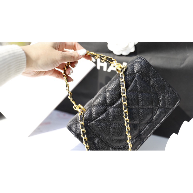 Túi đeo vai Vvoc da hạt caviar fullbox bill dustbag xinh xắn W166-19