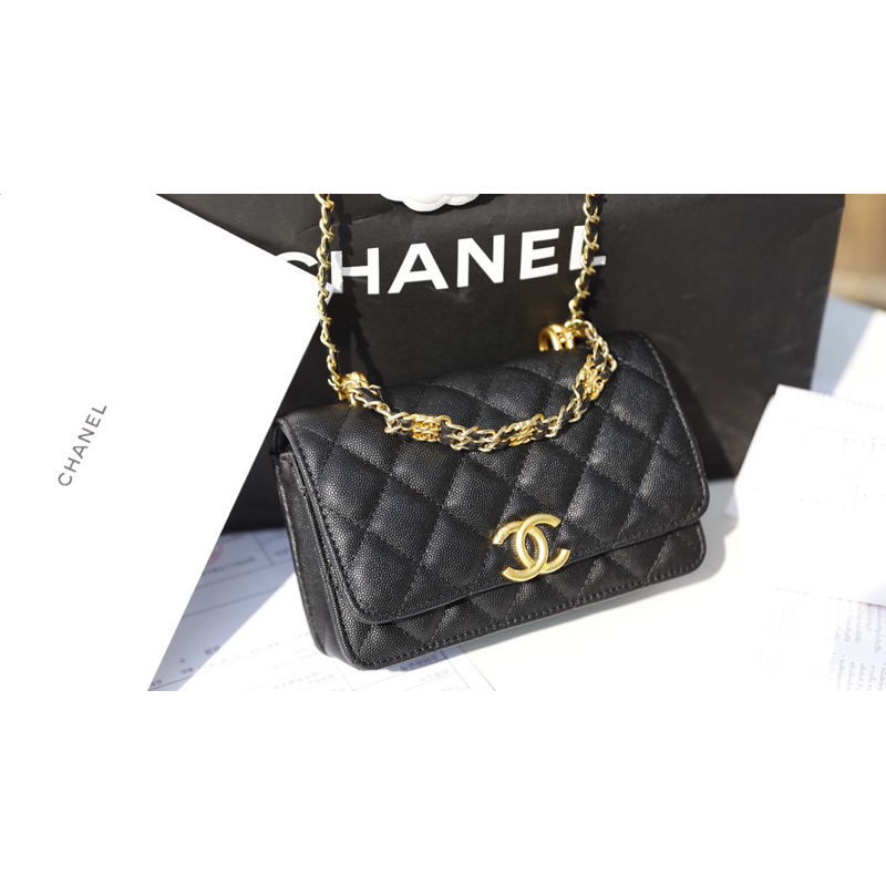 Túi đeo vai Vvoc da hạt caviar fullbox bill dustbag xinh xắn W166-19