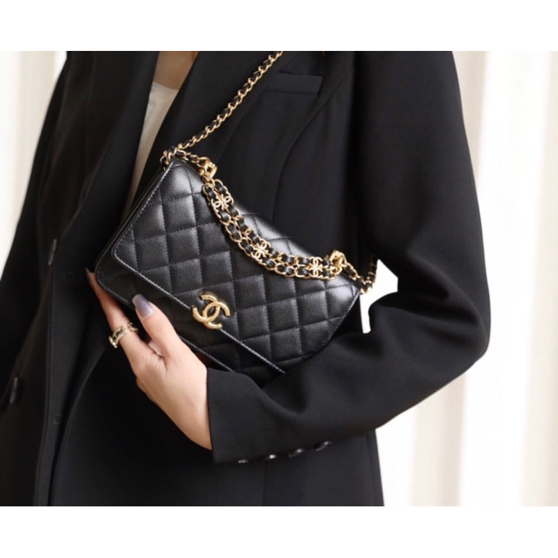 Túi đeo vai Vvoc da hạt caviar fullbox bill dustbag xinh xắn W166-19