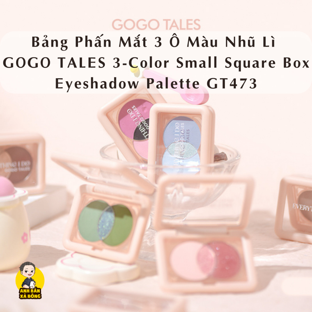 Bảng Phấn Mắt 3 Ô Màu Nhũ Lì GOGO TALES 3-Color Small Square Box Eyeshadow Palette GT473