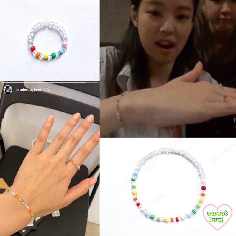 Vòng tay hạt cườm handmade cầu vồng cheapmoment Jennie - BlackPink