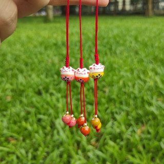 Móc khóa điện thoại mèo may mắn nhật dễ thương nhiều màu kiểu mix hạt gốm - ms023