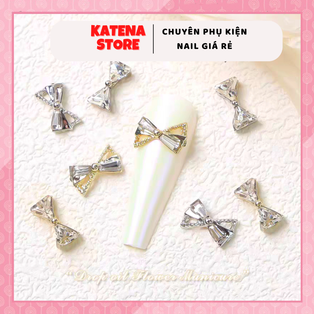 LẺ 1 CÁI - Phụ kiện charm nơ kim loại trang trí móng tay