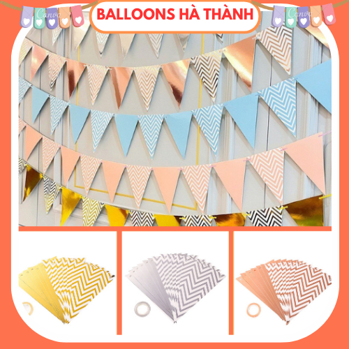 Dây cờ tam giác ép kim , Dây cờ tam giác trang trí sinh nhật [ dài 5m ]