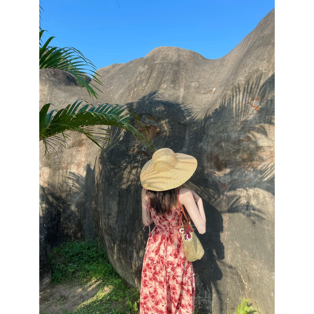 Váy Maxi Hoa Hồng 2 Dây Chun Ngực, Vải Thô Lụa Mềm Đẹp Siêu Xinh