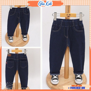 Quần giả jean giả bò Q01 cho bé trai bé gái loại không rách gối từ 8-30kg chất liệu jean thun co giãn
