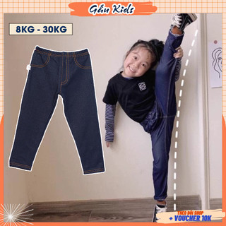 Quần dài giả jean, giả bò cho bé trai và bé gái Q01 năng động, chất liệu co giãn mặc thoải mái từ 8-30kg
