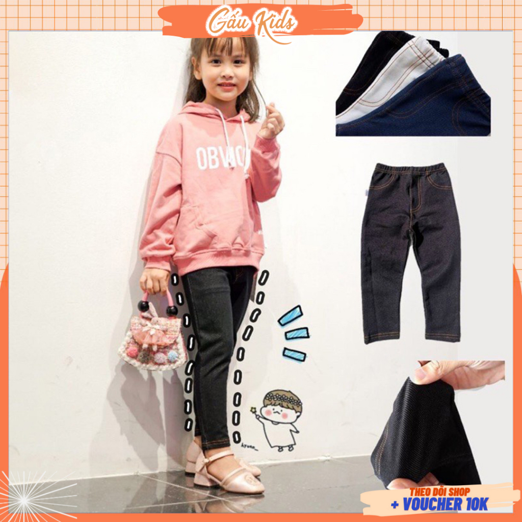 Quần dài giả jean, giả bò cho bé trai và bé gái Q01 năng động, chất liệu co giãn mặc thoải mái từ 8-30kg