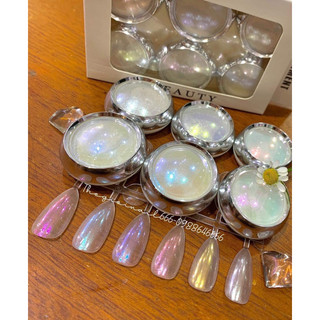 set 6 hũ bột tráng gương ánh trai làm nail