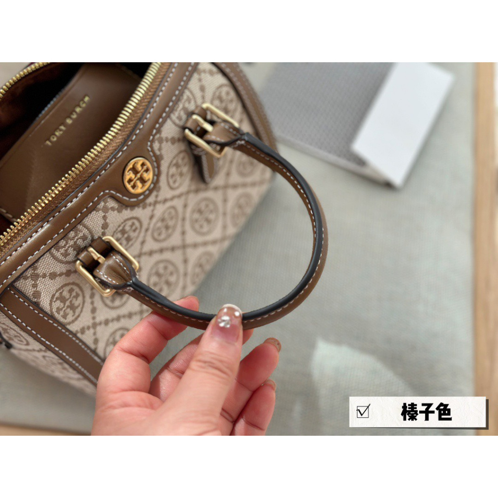 Túi Trống Tory Burch Mini T Monogram Barrel Bag Size 20 Canvas Da Thật Full Box