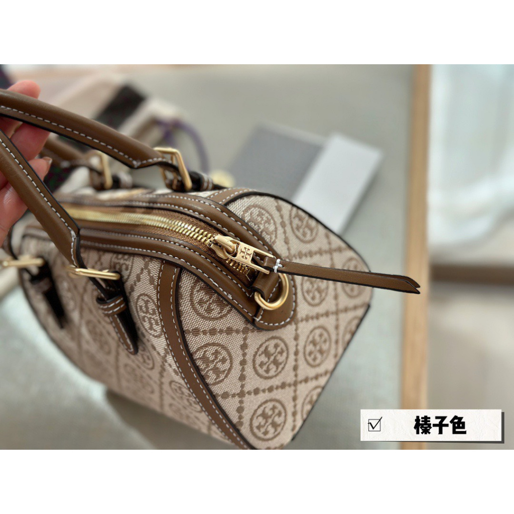 Túi Trống Tory Burch Mini T Monogram Barrel Bag Size 20 Canvas Da Thật Full Box