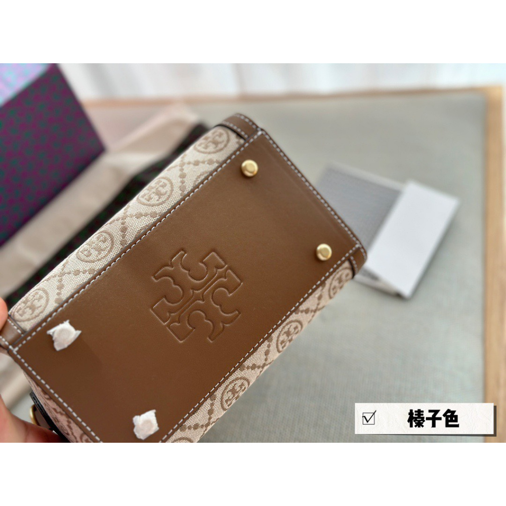 Túi Trống Tory Burch Mini T Monogram Barrel Bag Size 20 Canvas Da Thật Full Box