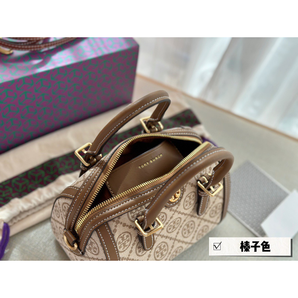 Túi Trống Tory Burch Mini T Monogram Barrel Bag Size 20 Canvas Da Thật Full Box
