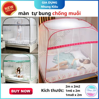 Màn chụp chống muỗi, Mùng chụp tự bung đỉnh vuông, gấp gọn, bảo vệ cho bé, người lớn, 2m x 2m2, 1m6 x 2m, 1mx8 x 2m