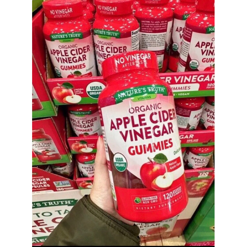 KẸO DẺO GIẤM TÁO HỮU CƠ Nature's Truth Organic Apple Cider Vinegar 120 viên từ MỸ Hỗ trợ giảm mỡ, giảm cân