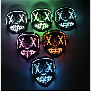  Mặt Nạ Hóa Trang Halloween Có Đèn LED Phát Sáng Mặt nạ hacker phát sáng  Mặt nạ thanh trừng dạ quang 
