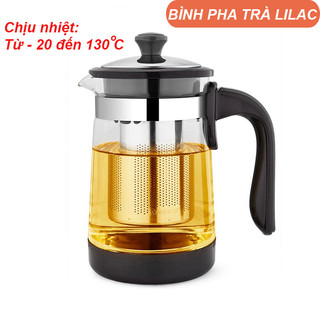 Ấm pha trà, bình lọc trà thủy tinh, bình pha trà thủy tinh lilac có lõi lọc inox 304 - dung tích 750ml/950ml