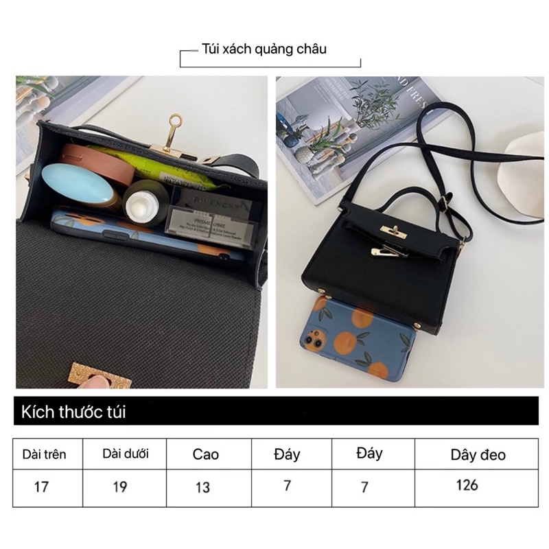Túi xách nữ, túi đeo chéo xách tay 2 màu đen và nâu form đơn giản dễ phối đồ HÀNG QUẢNG CHÂU