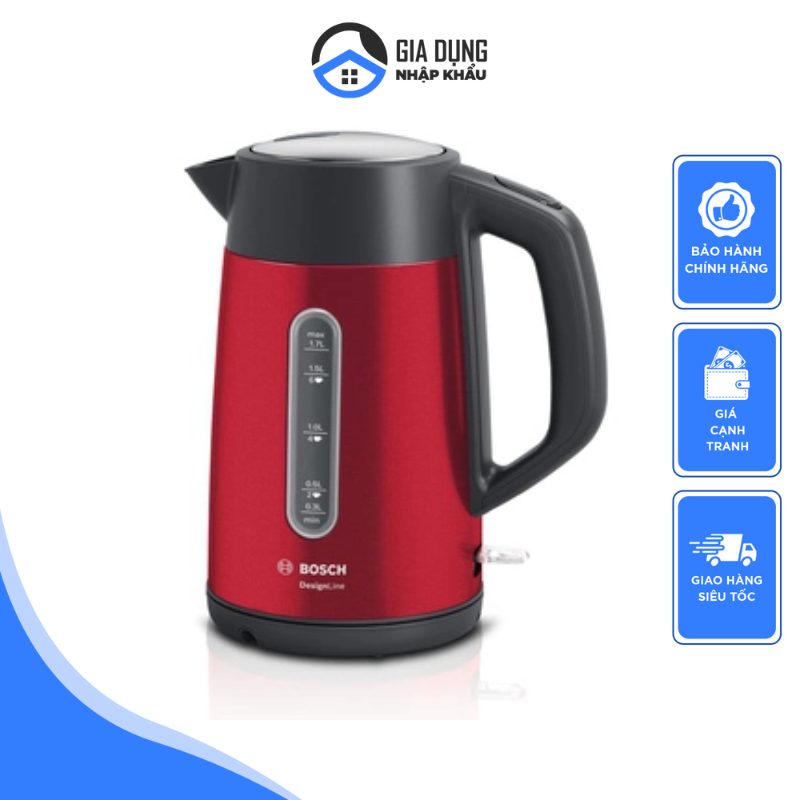 Ấm Siêu Tốc BOSCH TWK4P434, Ấm Đun Nước Dung Tích 1.7L, Công Suất 2400W, Nhập Đức, BH 12 Tháng