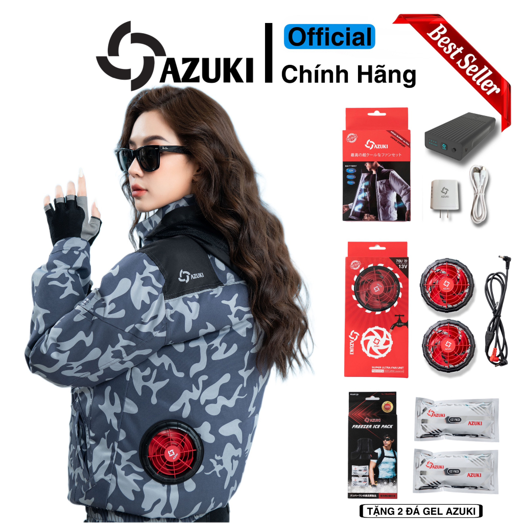 Áo điều hòa AZUKI ULTRA 2023 pin 26000mah, quạt 13v