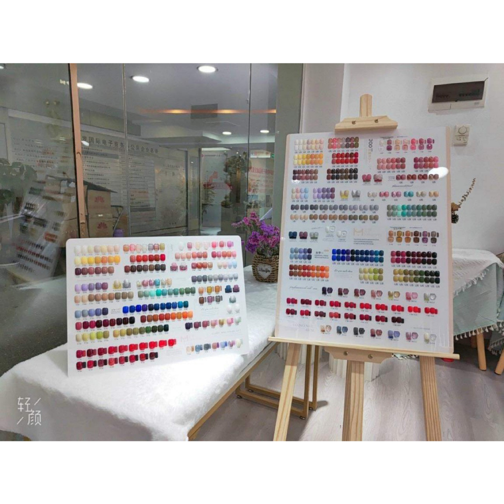 Set sơn gel thạch MINAYIN 200 màu chính hãng set sơn gel thạch nhũ kèm 2 bảng màu base top và bộ khung gỗ dungnailstore