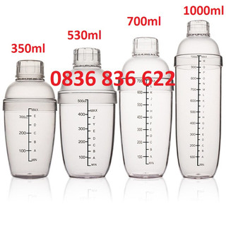 Bình Lắc Shaker nhựa chia vạch đen size 350 - 530 - 700- 1000 ml Loại Tốt