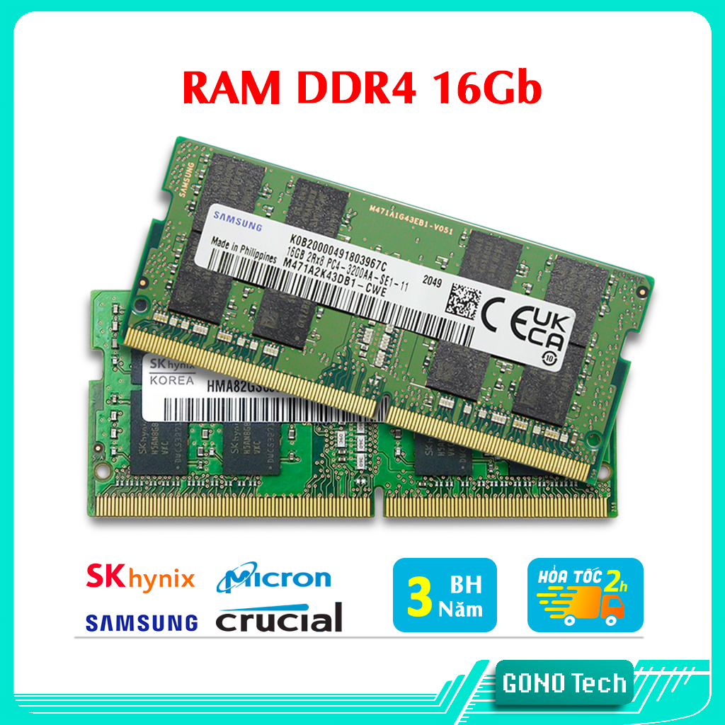 RAM Laptop DDR4 16GB 2400 2666 3200 2133MHz Samsung SK hynix Micron Crucial