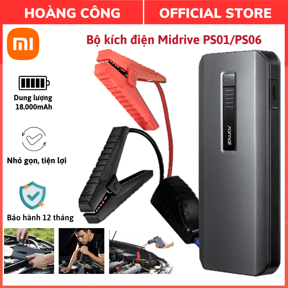 Bộ kích điện bình ắc quy xe ô tô Xiaomi 70mai Midrive PS01/PS06, Dung lượng 18.000mAh, Nhỏ gọn tiện lợi, BH 12 tháng