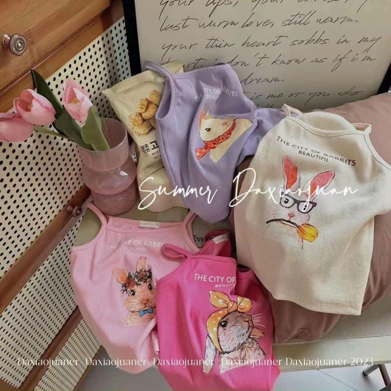 SET 4 ÁO 2 DÂY IN HÌNH THỎ Cho bé