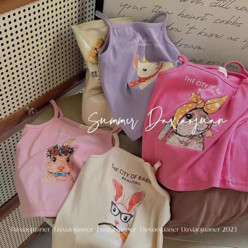 SET 4 ÁO 2 DÂY IN HÌNH THỎ Cho bé