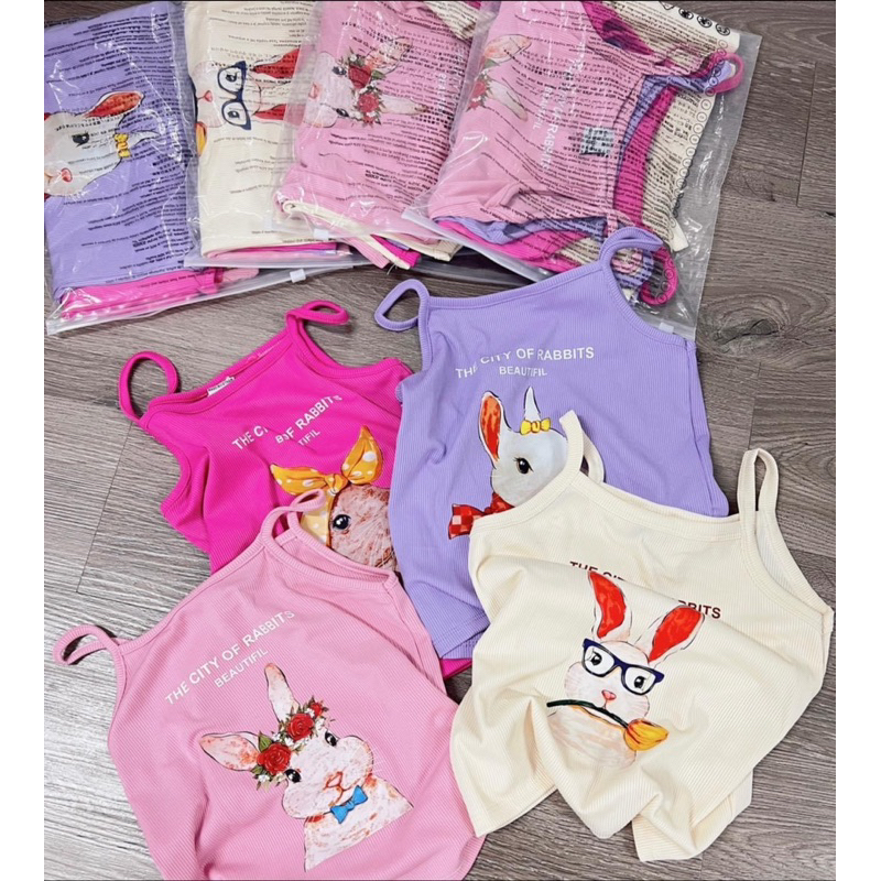 SET 4 ÁO 2 DÂY IN HÌNH THỎ Cho bé