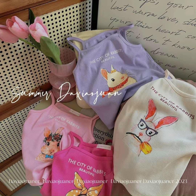 SET 4 ÁO 2 DÂY IN HÌNH THỎ Cho bé