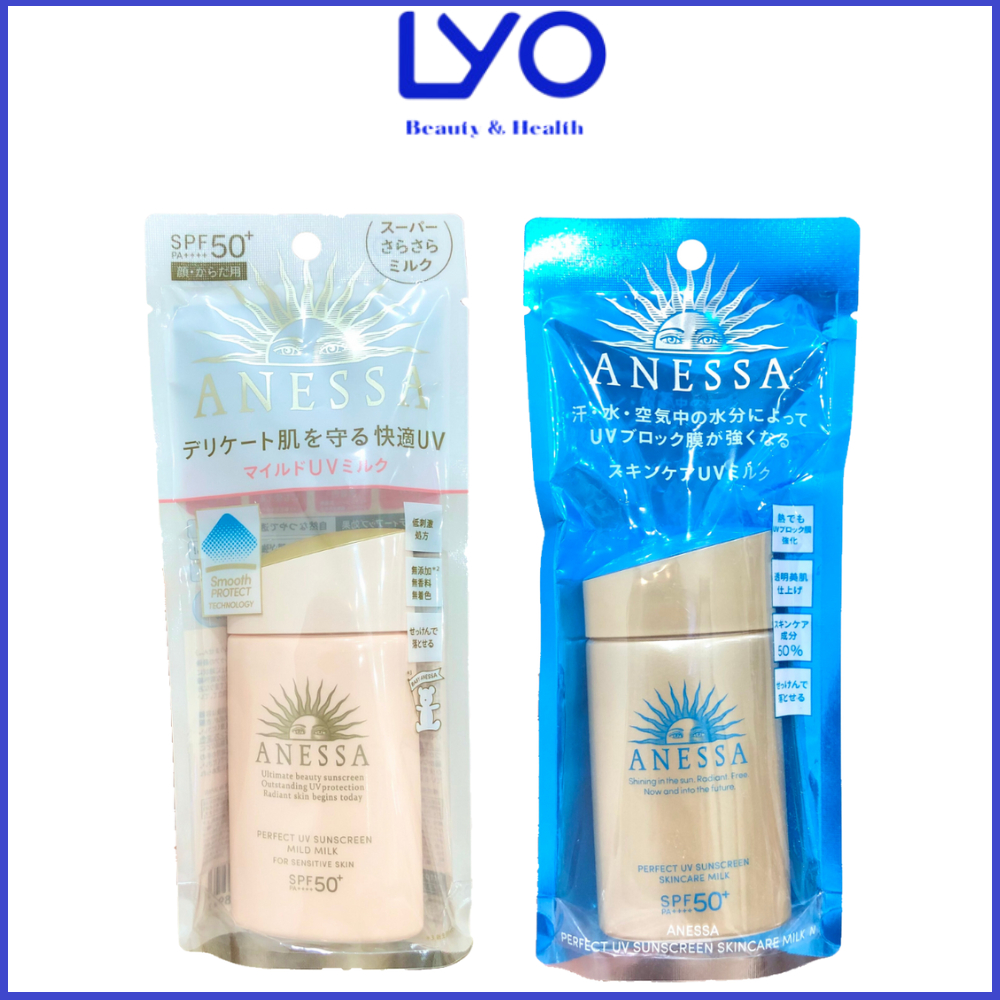 Kem Chống Nắng Anessa Dạng Sữa Perfect UV Sunscreen Mild Milk / Skincare Milk SPF 50+ PA++++ 60ml Nhật Bản