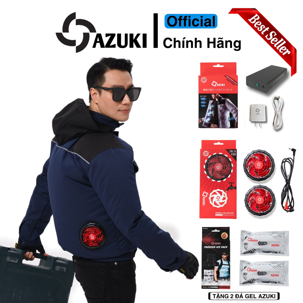 Aó điều hòa Nhật bản AZUKI SUPER ULTRA 2023, pin 26.000mah, quạt 13v