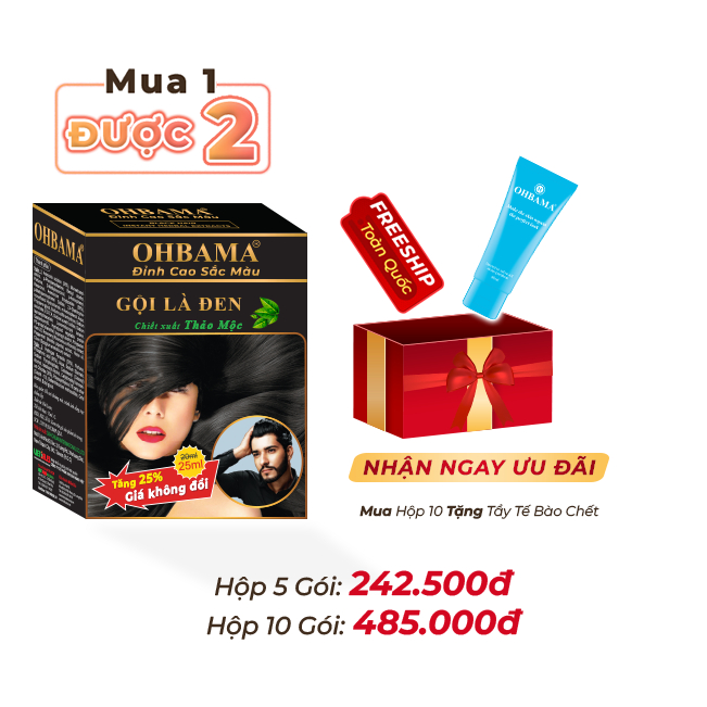 Dầu Gội Phủ Bạc OHBAMA - Gội Là Đen Thảo Mộc [Set 1-3-5 gói]