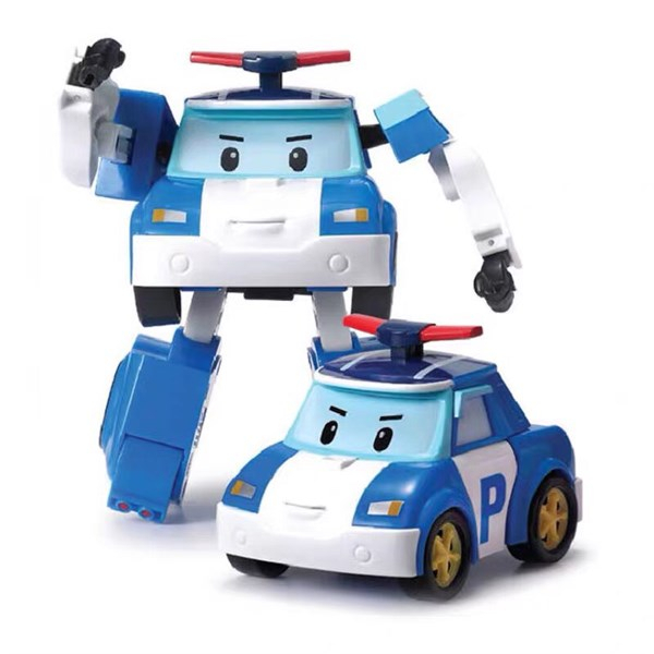 Mô hình trang trí bánh Oto Cảnh sát biến hình POLI màu XANH DƯƠNG + TRẮNG