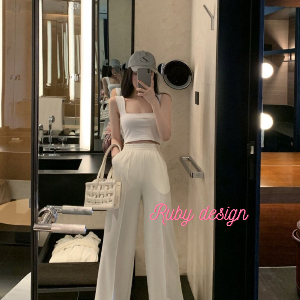 Áo hai dây bản to nữ , Áo 2 dây croptop có mút đệm chất liệu cotton trẻ trung, xinh xắn - Ruby Design