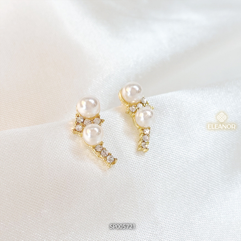 Bông tai nữ chuôi bạc 925 Eleanor Accessories đính đá ngọc trai nhân tạo phụ kiện trang sức 5721