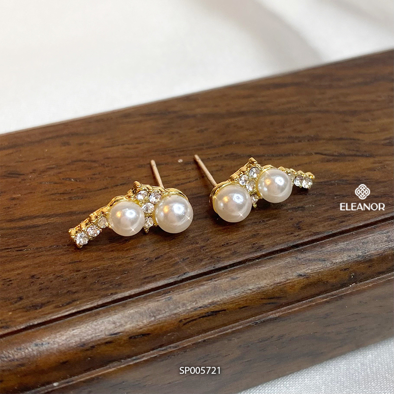Bông tai nữ chuôi bạc 925 Eleanor Accessories đính đá ngọc trai nhân tạo phụ kiện trang sức 5721
