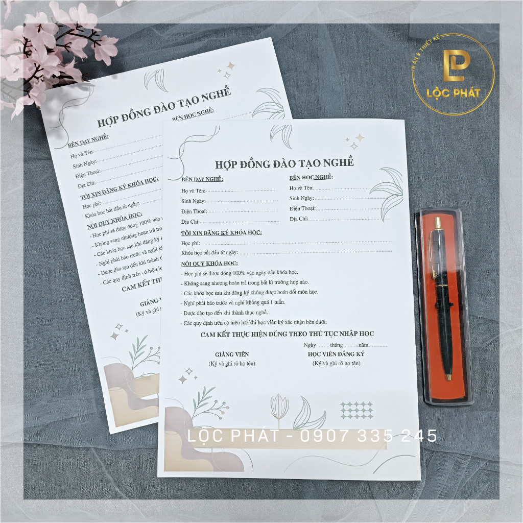 Khuyến mãi 10 tờ hợp đồng Nails Spa siêu xinh giấy 180gsm kích thước A4 Viết mực lên được