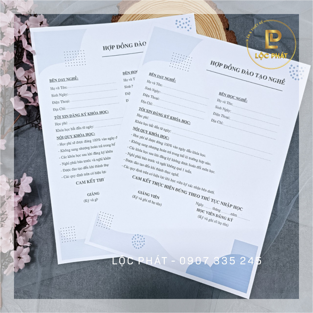 Khuyến mãi 10 - 20 tờ hợp đồng Nails Spa siêu xinh giấy 180gsm kích thước A4 Viết mực lên được
