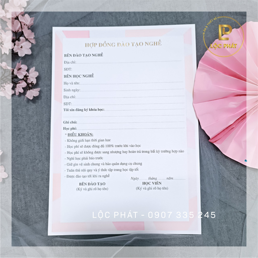 Khuyến mãi  hợp đồng Nails Spa siêu xinh giấy 180gsm kích thước A4 Viết mực lên được